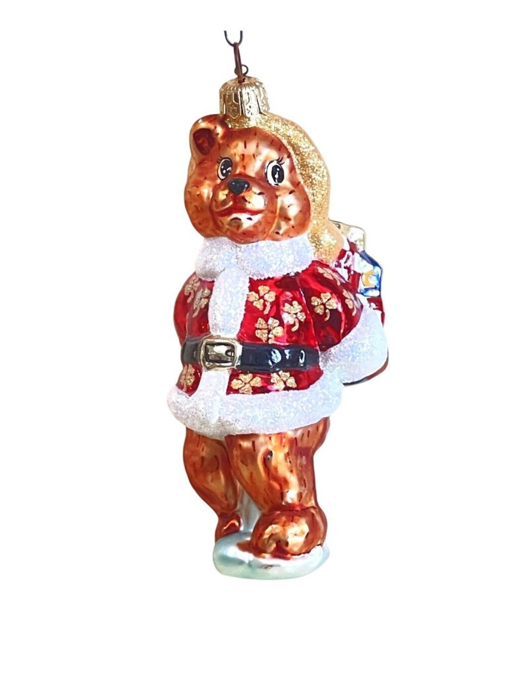 Christopher Radko Gifts To Bear Ornament 2000 With Box Blown Glass 5"